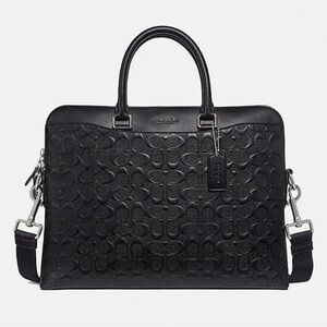 COACH RARE Signature Leather Computer Work Laptop Briefcase authentic luxury
